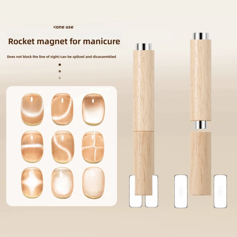 Dual-Headed Cat Eye Nail Magnet Magnetic Pen Tool Set, Multi-Functional Strong Magnetic Cat Eye Gel Nail Polish, Steel Ball Suction Cup, Nail Design Tools For Home DIY, Nail Salons And Studios. Detachable Multi-Functional Rocket-Shaped Nail Cat Eye Magnet, Cylindrical Cat Eye Strong Suction Magnet - Multicolor - View 1