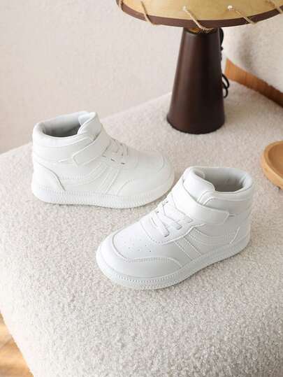 1 Pair Kids High-Top Canvas Sneakers, Fashion Student Soft Bottom Shoes For Boys & Girls, Winter