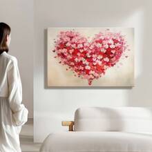 1pc Valentine Wall Art, Token Of Love, A Pink Framed Wall Art, Wrapped Canvas Poster Vintage Prints, Hearts Collage, Love Symbolism, Birthday Party Decor, Decorative Wall Art for Living Room Bedroom Office, Hanging Hardware Included - Wrapped Framed Canvas, Horizontal - Lienzo enmarcado - Ver 5
