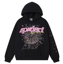 SP5DER Hoodie Cobweb Pattern Spider Worldwide Tracksuit Unisex Sweatshirt Men Women Graphic Outwear, Tracksuit Pullover Sweatshirt For Women Men Matching Hoodies For Couples - Black/hoodie - 查看 10