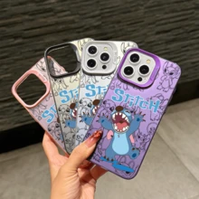 Disney Lilo & Stitch Angel Series  Case, Cute Cartoon Anime Design, Suitable For  17, 16, 15, 14, 13, 12, 11 Pro Max, XS, XR And X, Features A Reflective Back And Shockproof Corners. Perfect As A Birthday Gift, Holiday Gift, Or Valentine's Day Gift. - 紫色 - 查看 5