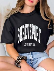 Shreveport Louisiana Tshirt: Angustiado Estilo Universitario Vintage Camiseta - Negro - Ver 1