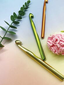 3支/套 大号钩针，特大号铝制钩针，10毫米、12毫米、15毫米钩针，粗线钩针，毛毯钩针，轻质金属钩针，适合初学者，符合人体工学手柄，快速钩织 - 彩色 - 查看 6