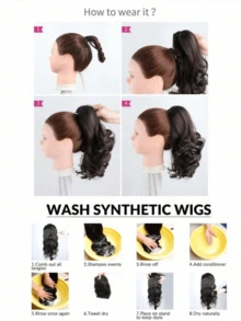 Claw Ponytails Hair Clip On Wavy Ponytails 12Inches Synthetic Hair Extension Hair Clip For Women Halloween Christmas - Multicolor - View 8