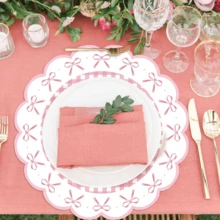 12/24 Pieces, 33cm Placemats, Disposable Bow-Patterned Placemats, Suitable For Christmas, Restaurants, Birthdays, Parties, Banquets, Cafes, Graduation Parties. - Multicolor - View 2