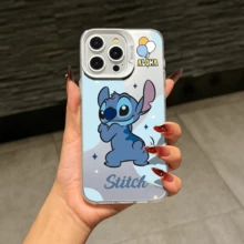 Disney Lilo & Stitch Angel Series  Case, Cute Cartoon Anime Design, Suitable For  17, 16, 15, 14, 13, 12, 11 Pro Max, XS, XR And X, Features A Reflective Back And Shockproof Corners. Perfect As A Birthday Gift, Holiday Gift, Or Valentine's Day Gift. - Màu tím - Xem 8