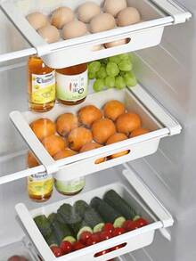 1pc Kitchen Hanging Organizer, Refrigerator Egg Fruit Storage Box Drawer Type Food Crisper Box Kitchen Accessories Refrigerator Organizer Shelf