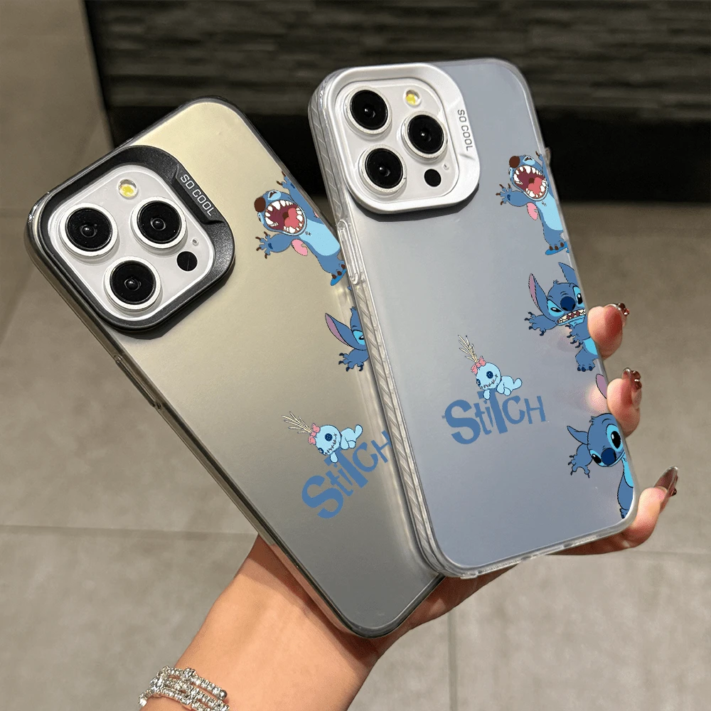 Disney Lilo & Stitch Angel Series  Case, Cute Cartoon Anime Design, Suitable For  17, 16, 15, 14, 13, 12, 11 Pro Max, XS, XR And X, Features A Reflective Back And Shockproof Corners. Perfect As A Birthday Gift, Holiday Gift, Or Valentine's Day Gift. - Màu tím - Xem 1