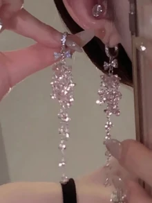 1对柔软甜美的流苏耳环，精致百搭，粉色 - 1對流蘇粉紅色耳飾 - 查看 9