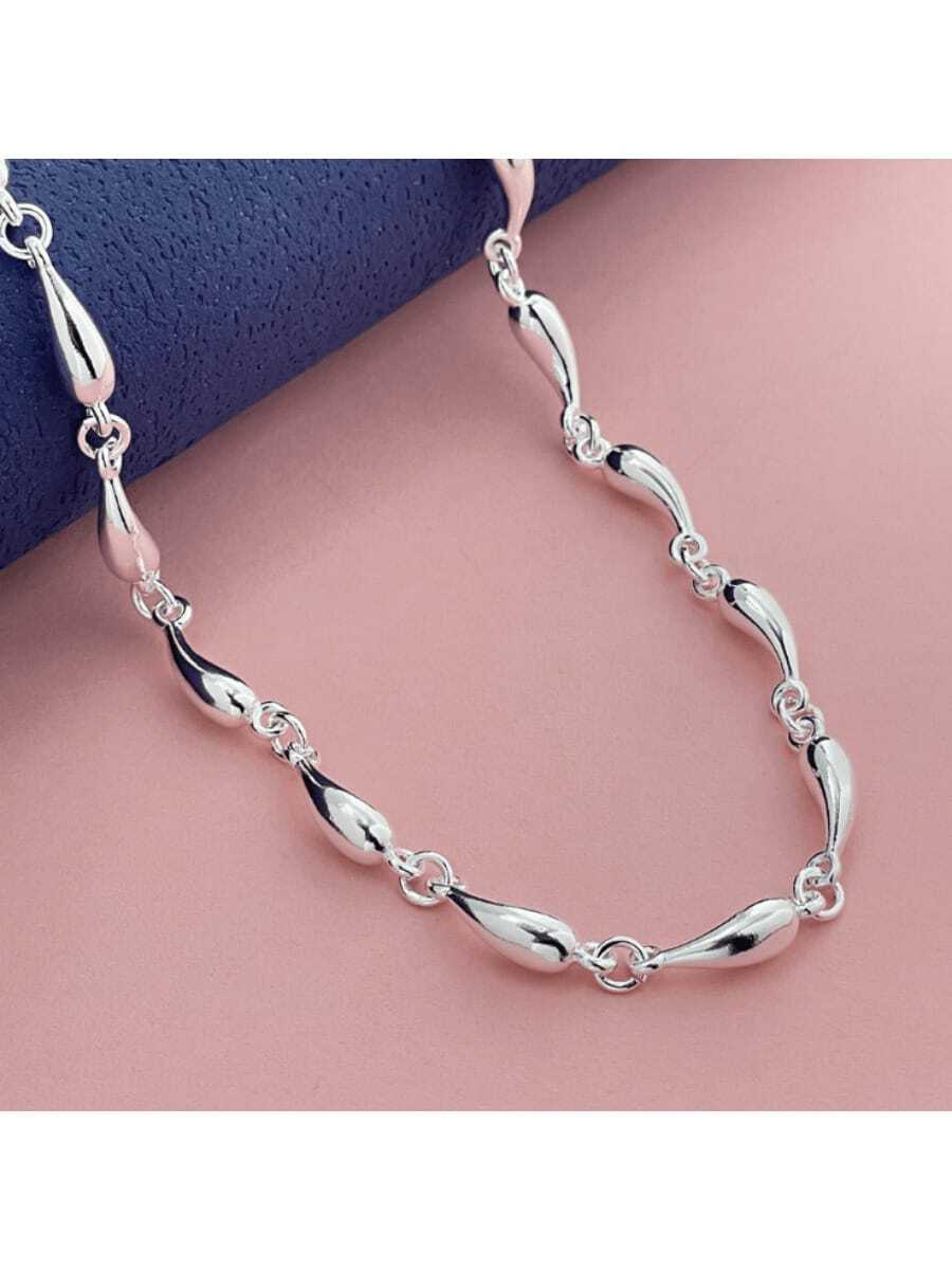 925 Silver Fashionable Necklace, Elegant Gift, Daily Wear - White - View 1