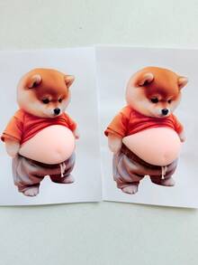 新款创意宠物肚皮舒缓贴纸，可爱3D柯基犬贴纸，DIY手工贴纸，超柔软硅胶防撞贴纸，手机装饰贴纸，适用于汽车、家居、笔记本电脑、学习用品等。 - 彩色 - 查看 4