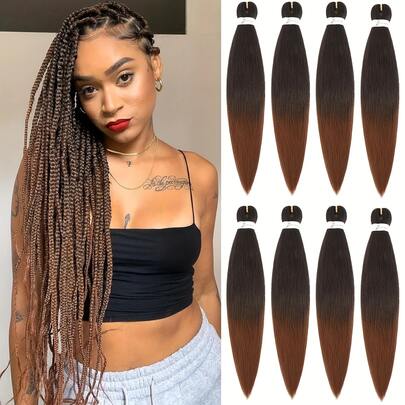 Tóc giả bện sẵn dài 26 inch, 8 lọn, chất liệu tổng hợp, thích hợp để tạo kiểu bằng nước nóng, kiểu tóc Yaki.