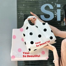 50个装派对礼品袋，高档女士购物手提袋，半圆形手柄收纳袋，婚礼礼品包装袋，礼品包装袋，波点图案可重复使用袋，加厚防水便携大容量手提袋，户外旅行日常收纳袋。适用于节日、新年、婚礼、派对、购物、生日礼物、派对回礼等场合。 - 彩色 - 查看 7