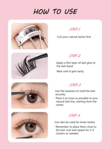 3pcs Pink Seahorse & Gourd Shape False Eyelashes Applicator With Comb Clip Set, Essential Makeup Tool - Pink - View 9