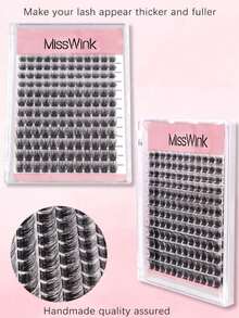 144片/12排 C型卷翘 10-16毫米混合自然分段式假睫毛，浓密卷翘，适合日常和派对妆容 - 黑色 - 查看 3