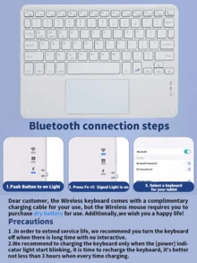 Keyboard Case With Detachable Rechargeable Bluetooth Keyboard (280mAh) And Touchpad For Samsung Galaxy Tab / IPad / Redmi IPad SE, Includes Stylus Slot (Light Gray) - Light Grey - View 7