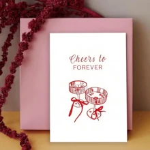 1张优雅婚礼/订婚贺卡，适合新婚或订婚情侣 - 浪漫的“祝你永远幸福”贺卡，附带信封，可用于婚礼、周年纪念日，或送给心仪的男女朋友，用途广泛，适用于婚礼、订婚、生日、浪漫活动等场合。 - 彩色 - 查看 5
