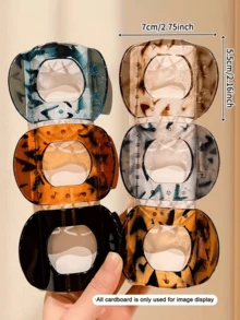 3个透明豹纹弧形发夹，简约后脑勺鸭嘴式半扎发夹，适合日常佩戴 - 彩色 - 查看 6