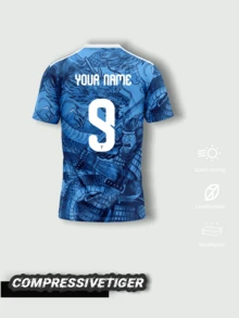 Personalized Japanese Blue Samurai Special Edition Football Jersey: Customizable Name, Team And Number - Fan Version Jersey Sports - Blue - View 2