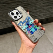 Disney Lilo & Stitch Angel Series  Case, Cute Cartoon Anime Design, Suitable For  17, 16, 15, 14, 13, 12, 11 Pro Max, XS, XR And X, Features A Reflective Back And Shockproof Corners. Perfect As A Birthday Gift, Holiday Gift, Or Valentine's Day Gift. - Màu tím - Xem 10