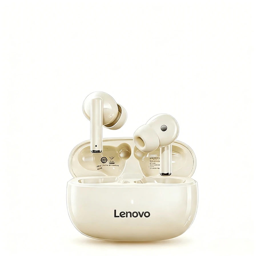 Lenovo TA210 Wireless Bluetooth Earphones - Super Long Battery Life, In-Ear Sports Earphones, ENC Active Noise Cancellation, Quad Microphone Smart Call Noise Reduction, White/Moonstone White, Black - Gift Design