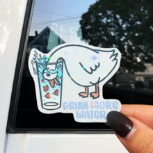 Goose-Shaped Hydration Reminder Stickers | Funny Cartoon Vinyl Stickers For Bottles, Self-Adhesive, Glossy - Multicolor - View 1