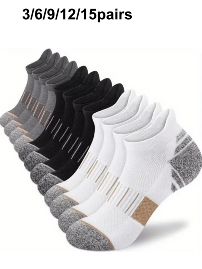3/6/9/12/15 Pairs Men's Summer Thin Non-Slip Boat Socks, Breathable Mesh, Moisture-Wicking, Teens Sports Invisible Socks, Low-Cut Non-Slip Heel, Reinforced Toe, Invisible Boat Socks, Low-Cut Shallow Mouth Socks, Breathable Ear Boat Socks, Men's Summer Sports Socks, Women's House Floor Socks, Multi-Color Teens Sports Socks
