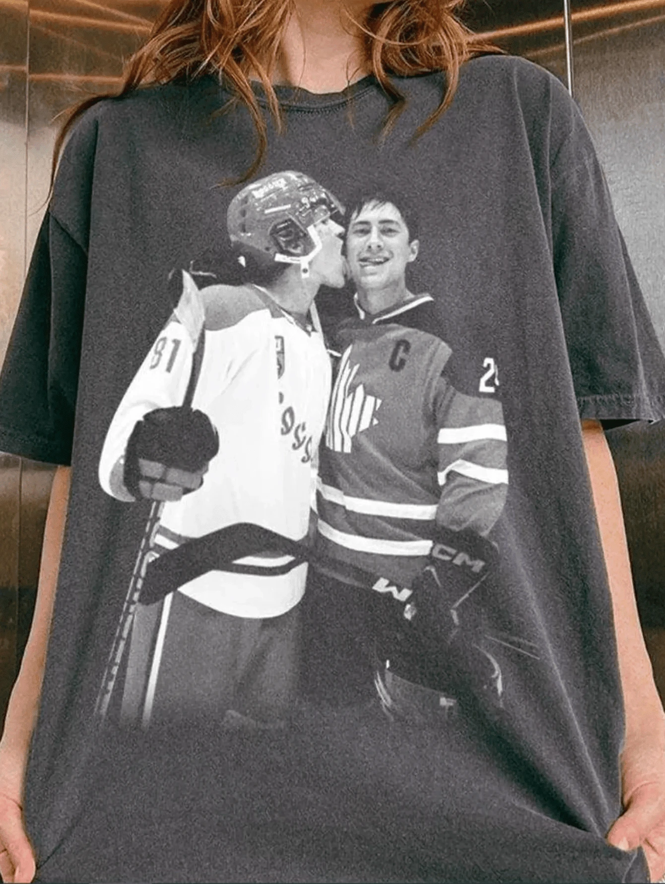 Plus Size Women's Vintage Hockey Hollanov Heated Rivalry Graphic Tee T-Shirt Casual Minimalist Pattern Round Neck Short Sleeve Loose Fit Plus Size T-Shirt, Suitable For Summer, Going Out - 1A - Xem 1