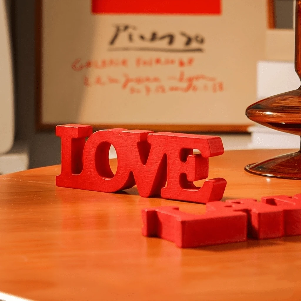 精美“LOVE”桌面摆件 - 情人节和婚礼的理想之选，为任何房间增添浪漫氛围，可用作婚礼装饰、情人节摆件或情人节礼物。 - 愛 - 查看 1