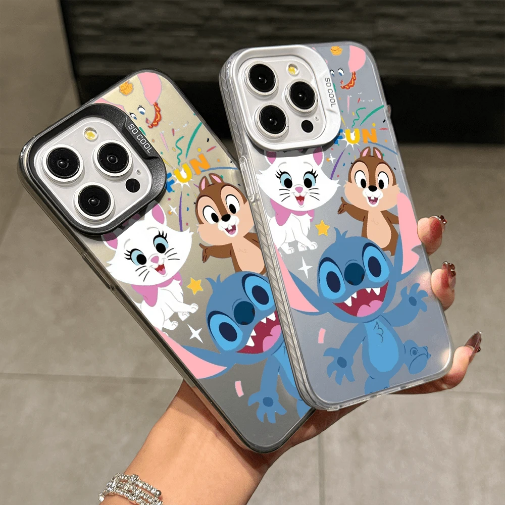 Disney Lilo & Stitch Angel Series  Case, Cute Cartoon Anime Design, Suitable For  17, 16, 15, 14, 13, 12, 11 Pro Max, XS, XR And X, Features A Reflective Back And Shockproof Corners. Perfect As A Birthday Gift, Holiday Gift, Or Valentine's Day Gift. - Black - View 1