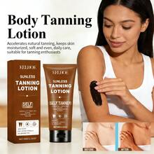 1 Unidad Crema Bronceadora para Cuerpo, Acelera Bronceado Natural y Mantiene Humedad, Piel Suave con Tono Uniforme, Cuidado Diario para Amantes del Bronceado - Caqui - Ver 12