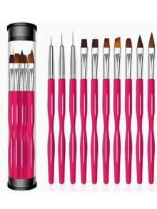 Nail Art Pen Set, Includes: Nail Brush, Lining Pen, Double-Ended Pen, Sculpting Pen, UV Gel Paint Pen, Gradient Pen, Suitable For Nail Salons And Home Use - Black - View 4
