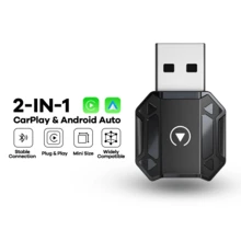 REMAX 2-In-1 Wireless CarPlay Adapter, Compatible With Apple CarPlay And Android Auto; Mini Size; Plug And Play; Wireless CarPlay Adapter Compatible With Iphone IOS 6+ And Android 11+, Fast And Stable Connection; Car Accessories, Super Practical Car Supplies - M36 - View 1