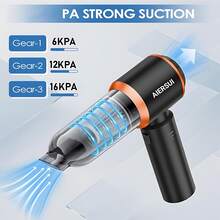 15000PA High Power Portable Wireless Vacuum Cleaner, 4-In-1 Compressed Air Duster And Handheld Vacuum Cleaner With Brushless Motor, Suitable For Car, Home, Office, Camping, Computer Keyboard And Laptop Cleaning, 2000mAh/11.1V - Black and Orange - View 4