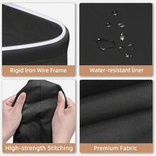 1pc Dirty Clothes Basket, Foldable Handheld Fabric Laundry Hamper For Home, Bedroom, Bathroom Storage - Black - View 6