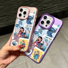 Disney Lilo & Stitch Angel Series  Case, Cute Cartoon Anime Design, Suitable For  17, 16, 15, 14, 13, 12, 11 Pro Max, XS, XR And X, Features A Reflective Back And Shockproof Corners. Perfect As A Birthday Gift, Holiday Gift, Or Valentine's Day Gift. - Màu tím - Xem 6