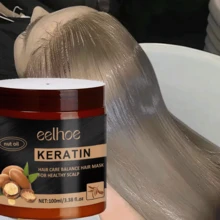 Mascarilla capilar de colágeno con aceite de argán marroquí, tratamiento de reparación profunda y acondicionamiento, apta para cabellos secos y dañados de todo tipo - Marrón - Ver 2