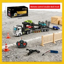 1:48比例遥控自卸车套装，包含1辆推土机/4辆塑料小车，工程车玩具，半挂牵引车，适合3岁及以上儿童，遥控车玩具