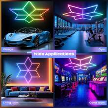 LED Garage Light, Ceiling Pendant Light, Atmosphere Decoration Light, Music Rhythm, Gym/Club Ambiance Light, Hexagon Decorative Light, Modern Design - white light - View 10