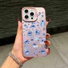Disney Lilo & Stitch Angel Series  Case, Cute Cartoon Anime Design, Suitable For  17, 16, 15, 14, 13, 12, 11 Pro Max, XS, XR And X, Features A Reflective Back And Shockproof Corners. Perfect As A Birthday Gift, Holiday Gift, Or Valentine's Day Gift. - trắng - Xem 9