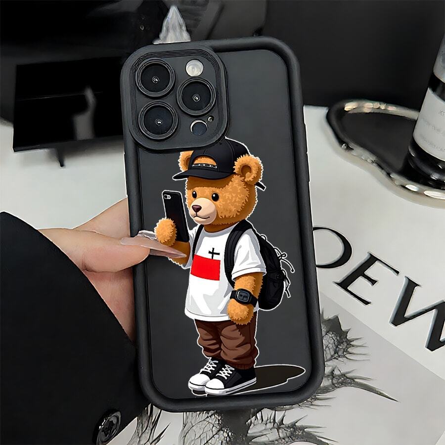 Funda de teléfono con diseño de ojo celestial y escalón, acabado mate,con orificios precisos, Patrón de Oso cartoon, Para Apple 17Air/16E/15/14/13/12/11/XR/XS/PRO/PLUS/PROMAX/MINI, Galaxy S/A/M 26/25/24/23/56/55/54/53/36/35/34/33/32/16/15/14/13/12/06/05/04/03/02 FE/Plus/Ultra, Poco/Redmi/Note 13/12/11/10/9/8/X7/X6/X5/X4/M6/M5/M4/F7/F6/F5/C75/C65/C40, G84/82/71/54/52/51/34/24/22/13/04/E40/E22/E20/E14/Edge30,Infinix Note40|Hot30|Gt20, Es ideal para una variedad de ocasiones festivas como san valentín, Es ideal para uso personal o como regalo. - Negro - Ver 1