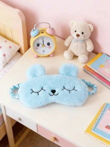 Cute Cartoon Rabbit Ears Faux Silk & Plush Eye Mask, Comfortable Sleep Mask, Can Be Used As Cold Or Hot Compress Eye Mask - Pink - View 5