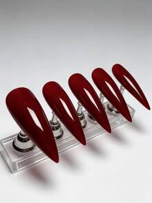 24PCs Cherry Red Press On Nails Long Stiletto Shape American Style False Nails Glossy Solid Color Detachable Nail Tips Hypoallergenic Nail Art Set For Women Girls Party Wedding Festival Vacation Gift Nail Accessories - Đỏ - Xem 11