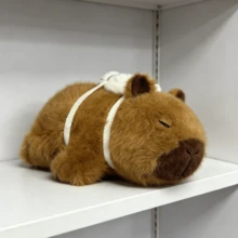 可爱水豚毛绒玩具，配有海龟背包 - 柔软聚酯纤维填充 - 卡哇伊水豚玩偶 - 送给孩子和收藏家的理想礼物 - 适合0-3岁儿童 - 彩色 - 查看 9