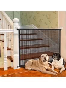 Foldable Pet Safety Fence Suitable For Cats And Dogs - No Need For Drilling Installation, With Hooks, Adjustable Height, Sturdy Mesh Barrier, Portable And Lightweight Design Suitable For Home Use, Stairs And Doorways, Durable Indoor And Outdoor Pet Fence, Reinforced Hooks, Ideal Choice For Cat And Dog Owners - Multicolor - View 1
