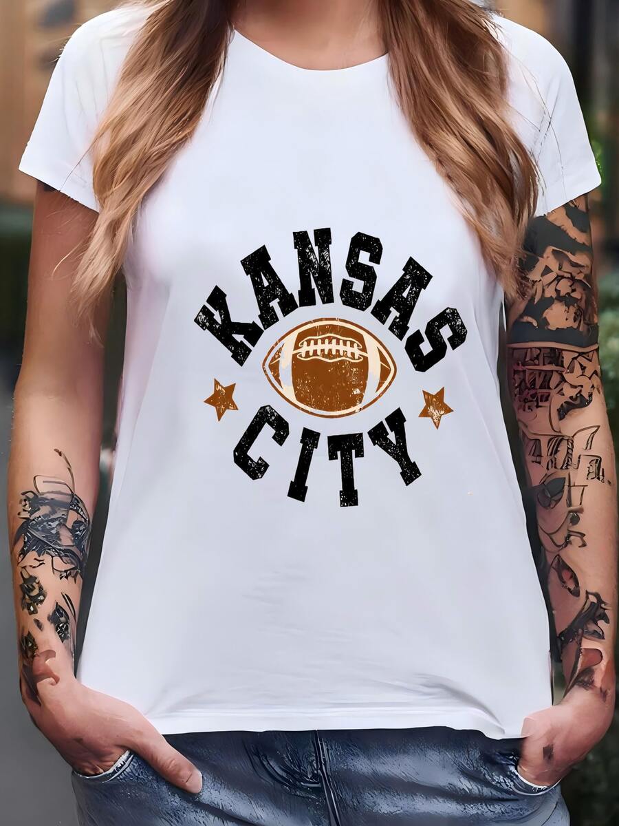 Camiseta De Fútbol De La Ciudad De Kansas, Camiseta De Fútbol De La Ciudad De Kansas, Camiseta De Fútbol De Kc, Regalo De La Ciudad De Kansas, Camiseta De Orgullo De La Ciudad De Kansas Camiseta - Blanco - Ver 1