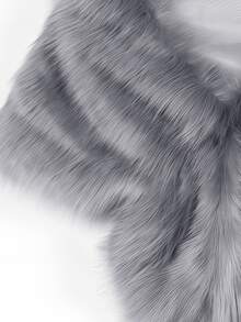 1pc Women's Elegant Bridal Wedding Faux Velvet Long Shawl Wrap, Warm Accessory - Gray a - View 3