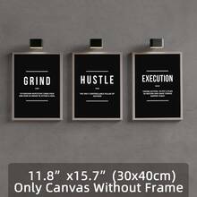 3件套可选画框现代黑白励志语录海报，振奋人心的墙面装饰，防水帆布墙画，艺术墙画礼品，卧室、客厅、办公室、餐厅、健身房、家居和宿舍装饰励志主题海报 - 黑與白 - 查看 14