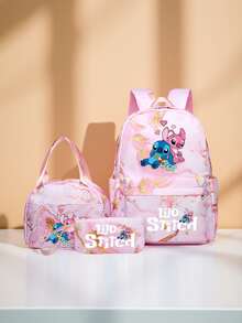 Bộ 3 balo Stitch, dây đeo vai có thể điều chỉnh, nhẹ và thoải mái, dung tích lớn, chất liệu nylon, khóa kéo, ngăn đựng laptop, bao gồm 1 túi xách, họa tiết hoạt hình, phù hợp cho đi làm, đi học, du lịch, công sở, dã ngoại, quà tặng ngày lễ hoàn hảo. - Nhiều màu - Xem 2