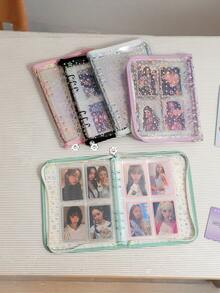 A5 Sticker Storage & Organization Album, Reusable Zipper Photo Album With Transparent Laser Star Cover, Pocket Pages, Suitable For Diaries, Student & Office Supplies, Great For Storing Stickers And Small Accessories - Multicolor - View 5